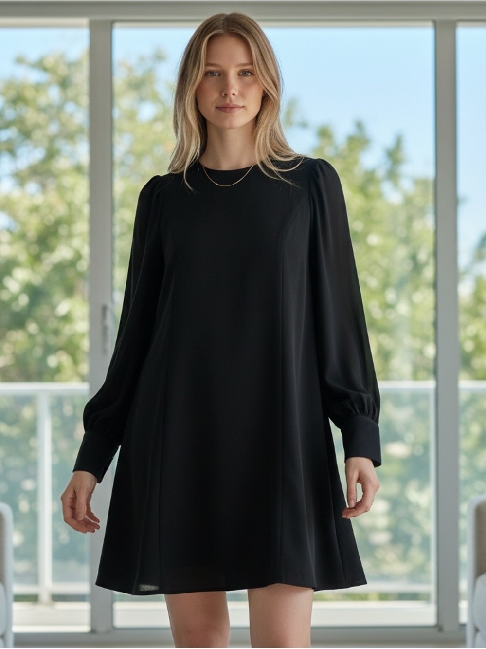 CALVIN KLEIN Women’s 6 Black Long Sleeve Dress